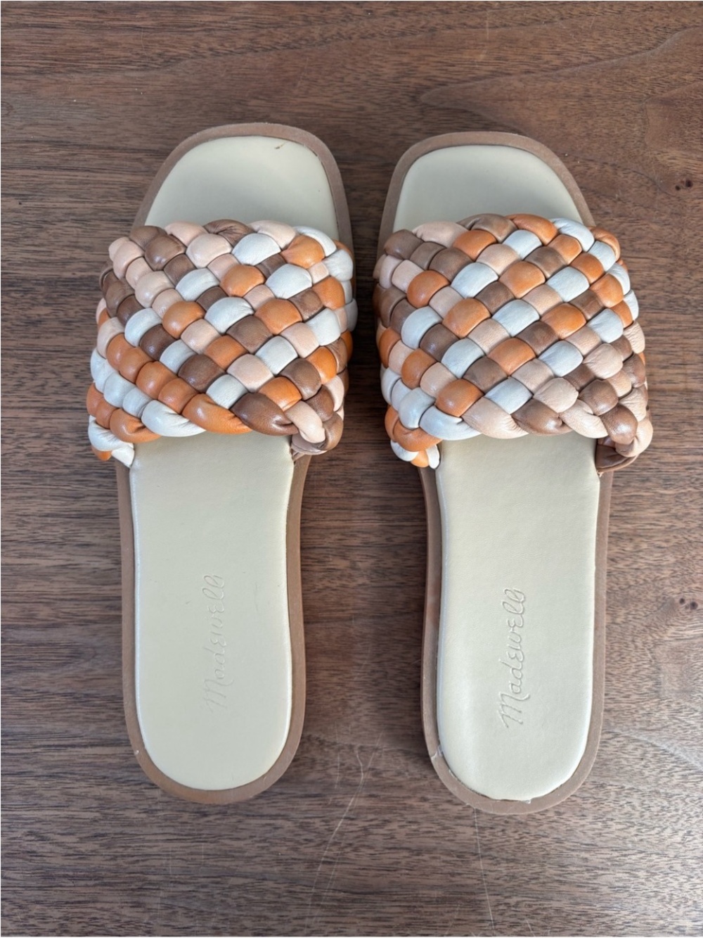 Madewell Suzi Slide Sandals - Tan/White/Mocha Women 7 - Picture 1 of 12